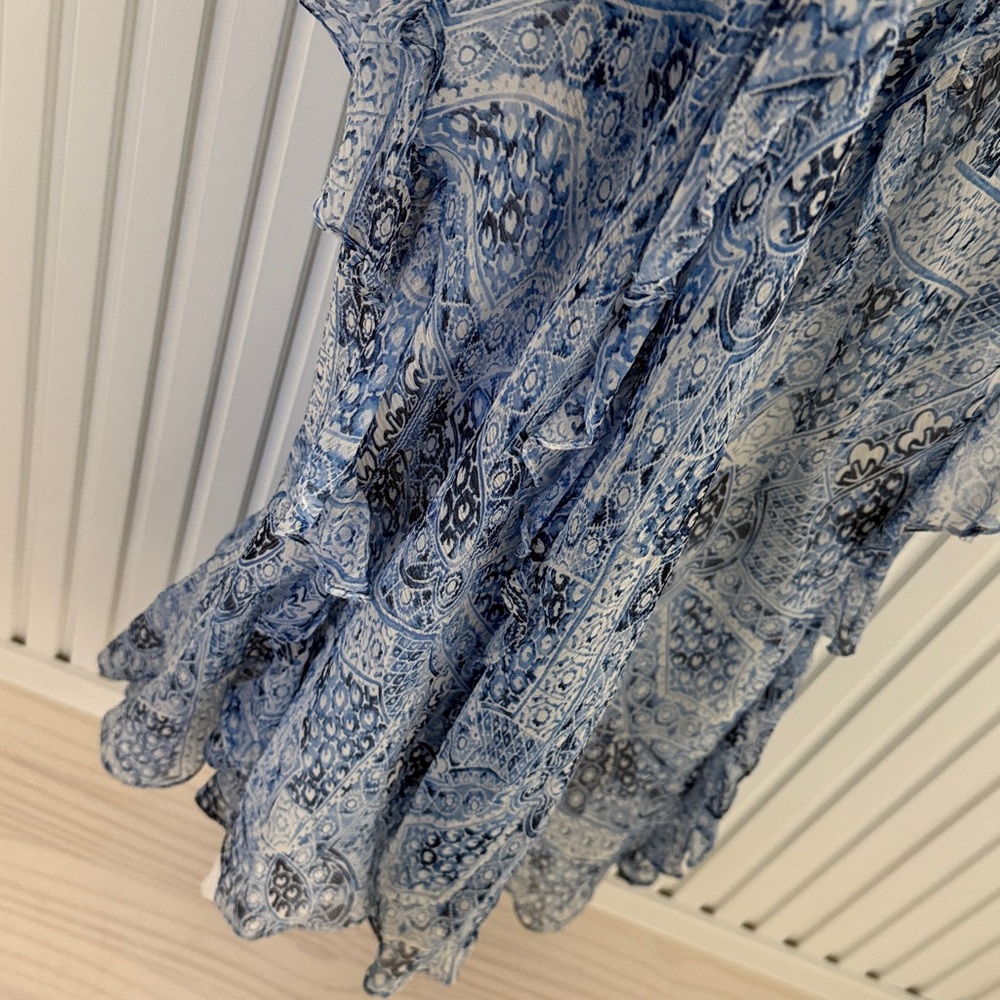 Feminine Silk Patterned Ruffled Women's Skirt - Picture 9 of 9